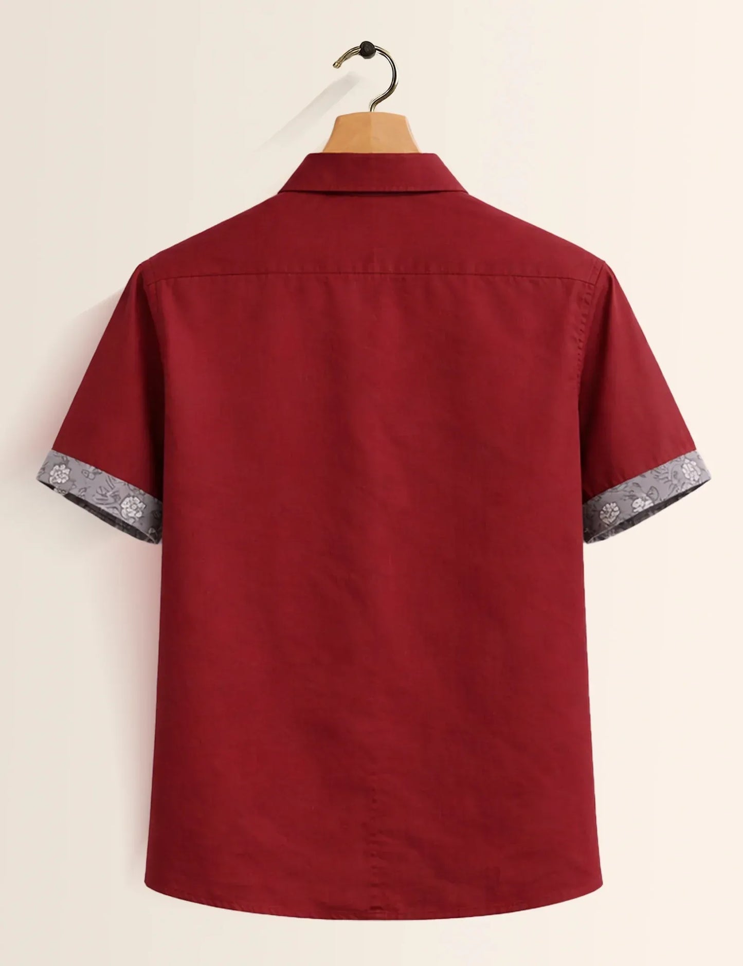 Textilo Premium Maroon Cotton Blend Half Sleeve Shirt with Embroidered Crest
