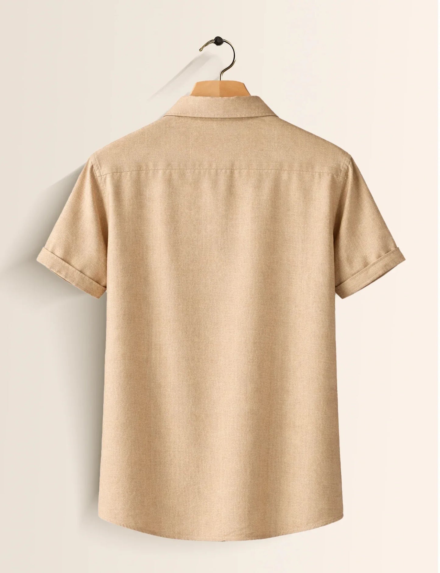 Textilo Premium Vintage Artistic Printed Cotton Linen Half Sleeve Shirt – Beige