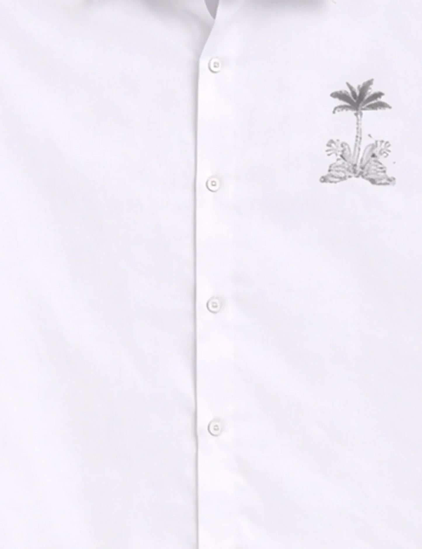 Textilo Premium Minimal Floral Print Cotton Linen Half Sleeve Shirt – White