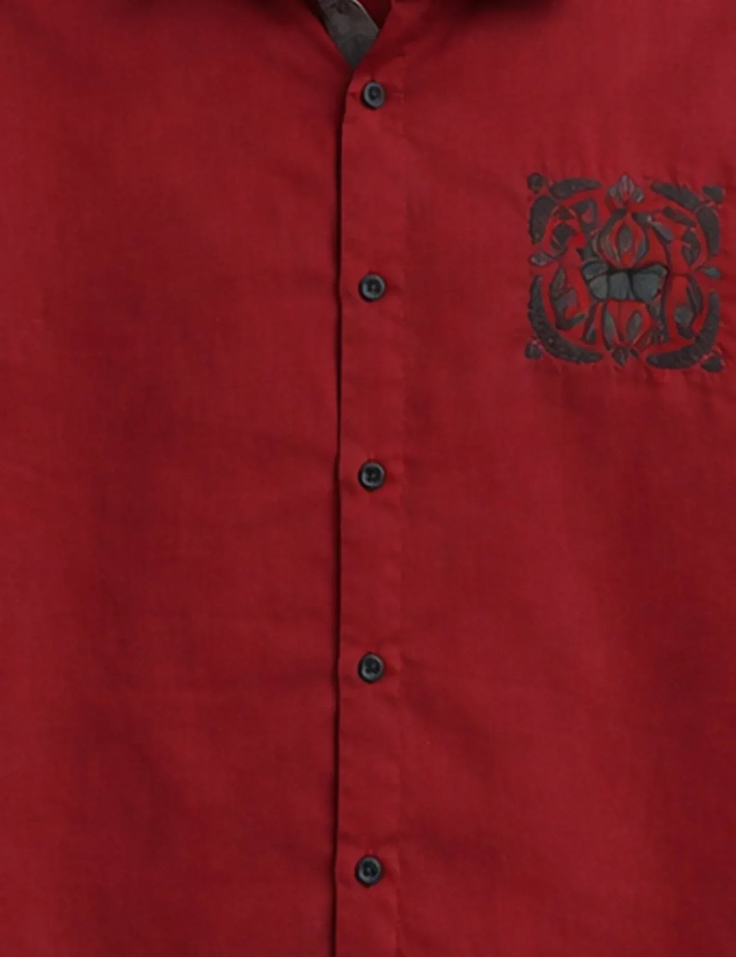 Textilo Premium Maroon Cotton Blend Half Sleeve Shirt with Embroidered Crest